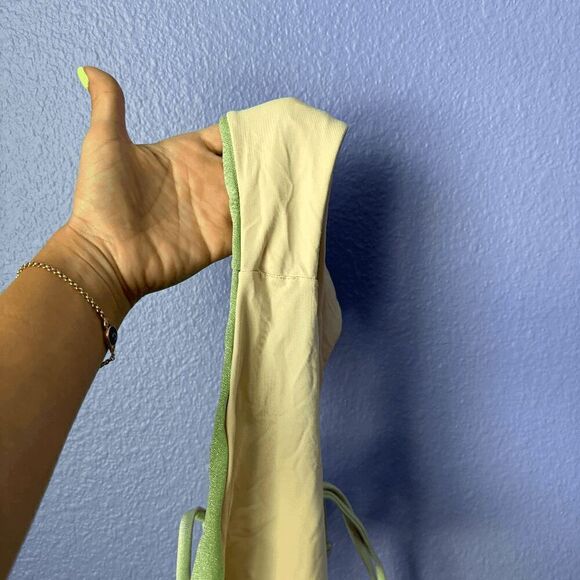 ZAFUL Shiny Silky Tie Side Tanga Bikini Swimwear Light Green Large Triangle - Picture 8 of 8